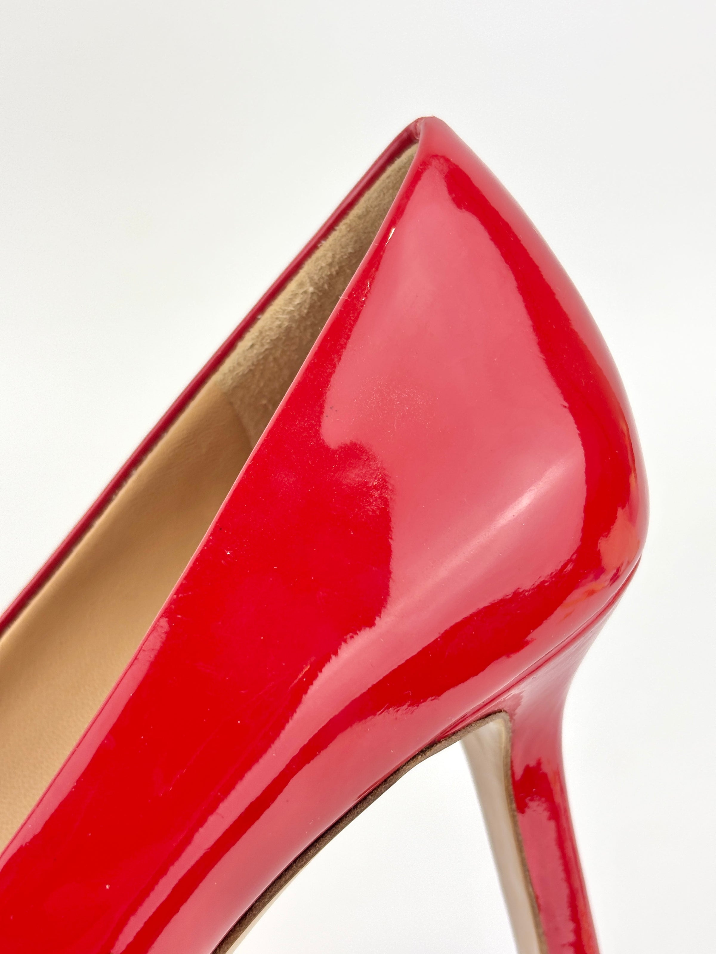 Erice 70 Lipstick Patent Calfskin Pumps Size 6D