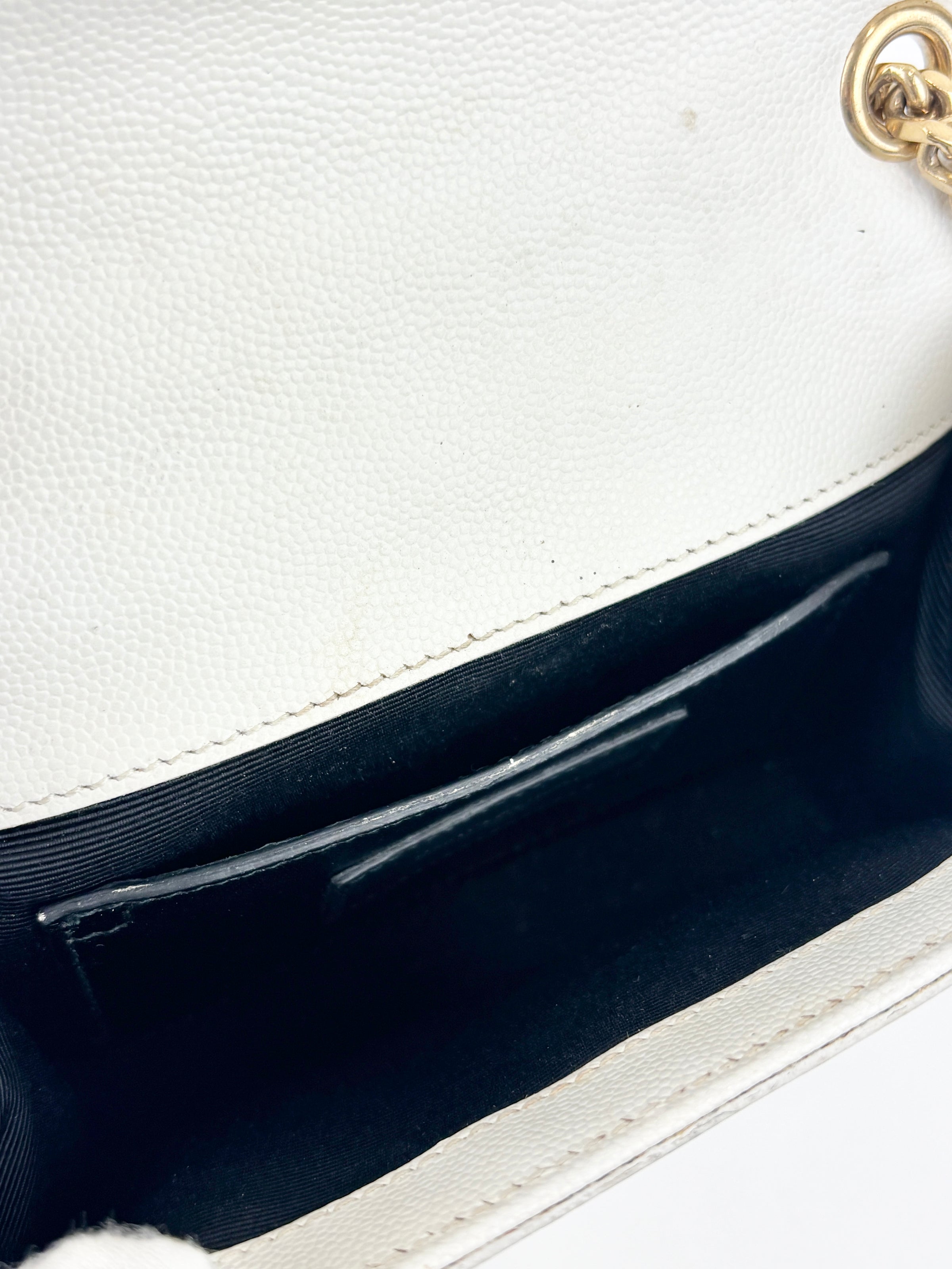 Kate Small in Grain de Poudre Embossed-Leather in White GHW