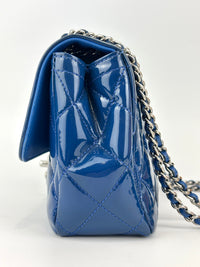 Patent Quilted Small Coco Shine Flap in Blue SHW