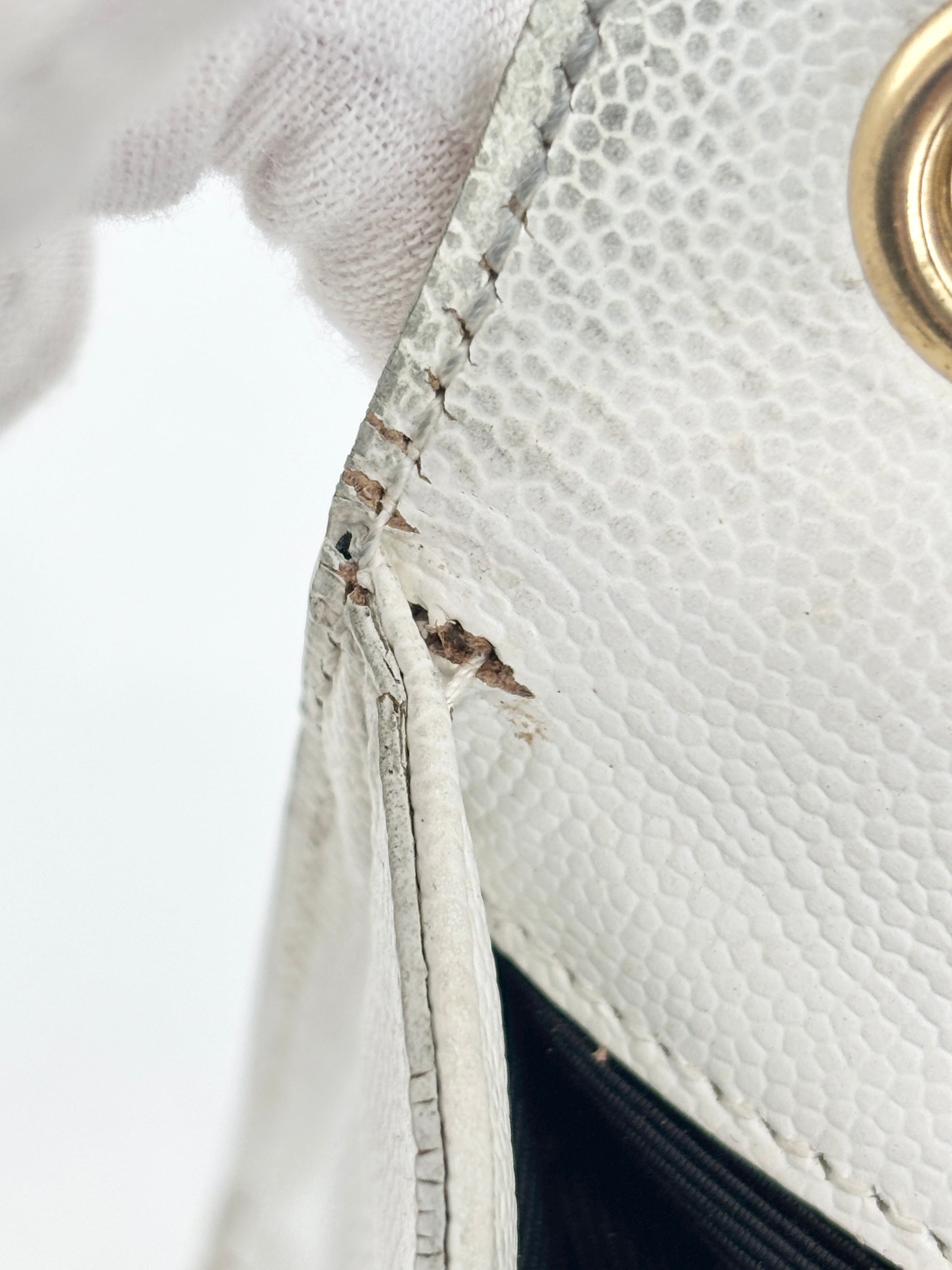 Kate Small in Grain de Poudre Embossed-Leather in White GHW