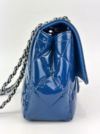 Patent Quilted Small Coco Shine Flap in Blue SHW