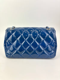 Patent Quilted Small Coco Shine Flap in Blue SHW