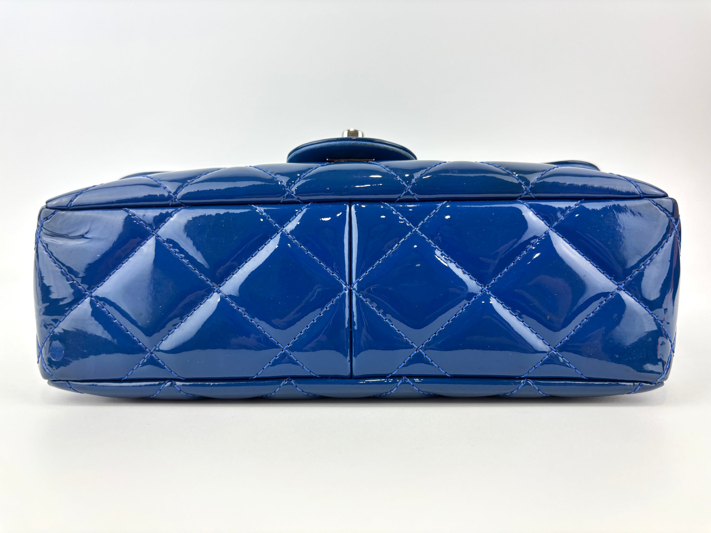 Patent Quilted Small Coco Shine Flap in Blue SHW