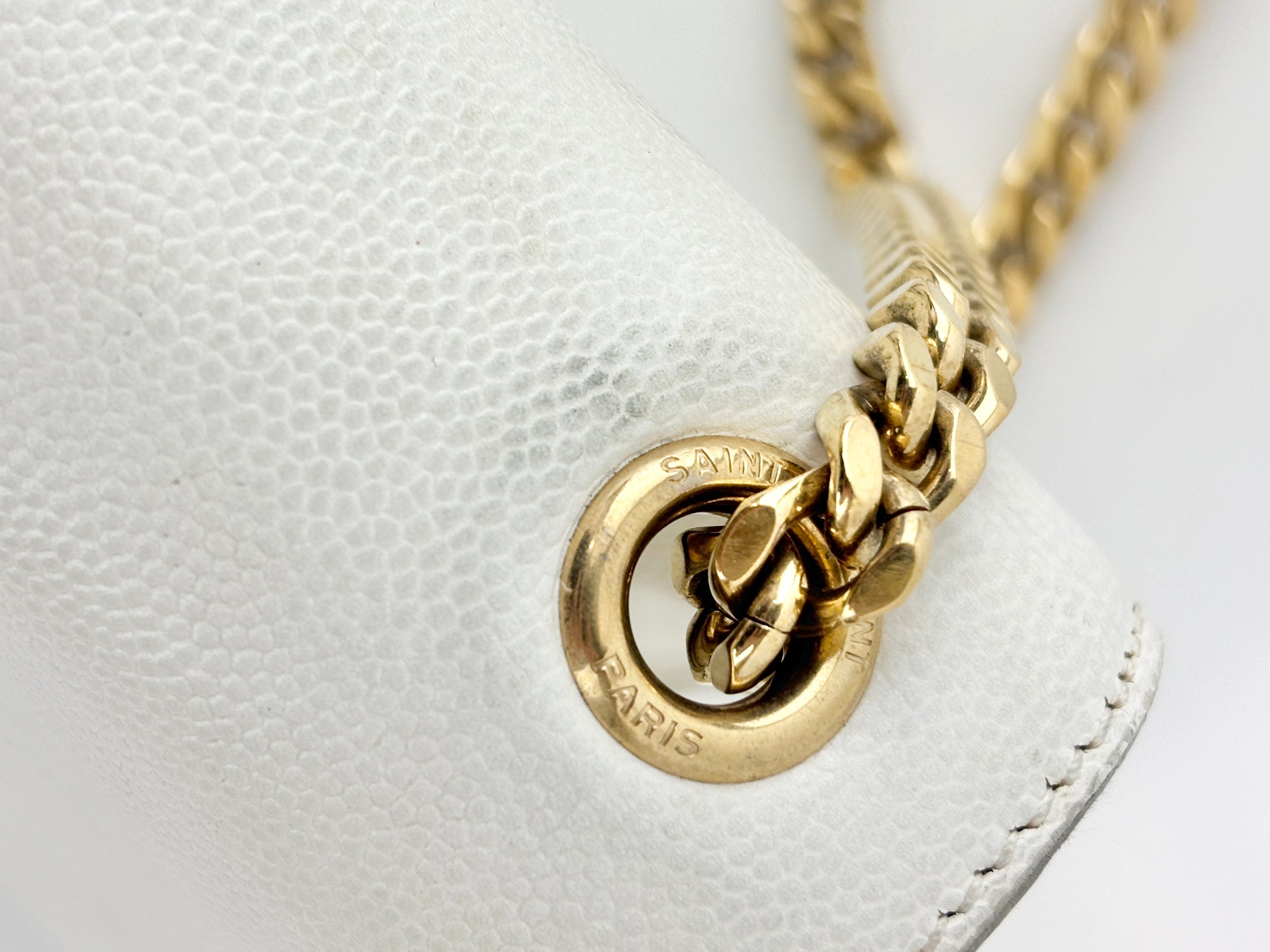 Kate Small in Grain de Poudre Embossed-Leather in White GHW