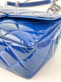 Patent Quilted Small Coco Shine Flap in Blue SHW