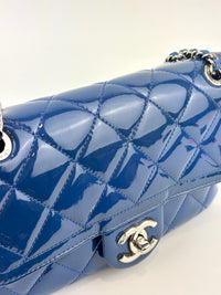 Patent Quilted Small Coco Shine Flap in Blue SHW