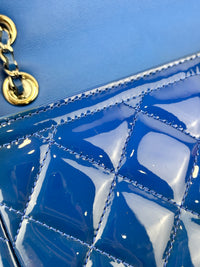 Patent Quilted Small Coco Shine Flap in Blue SHW