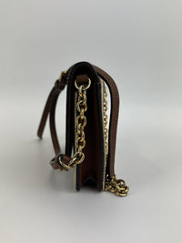 Hampshire Brown Pebbled Leather / House Check Canvas Crossbody Bag