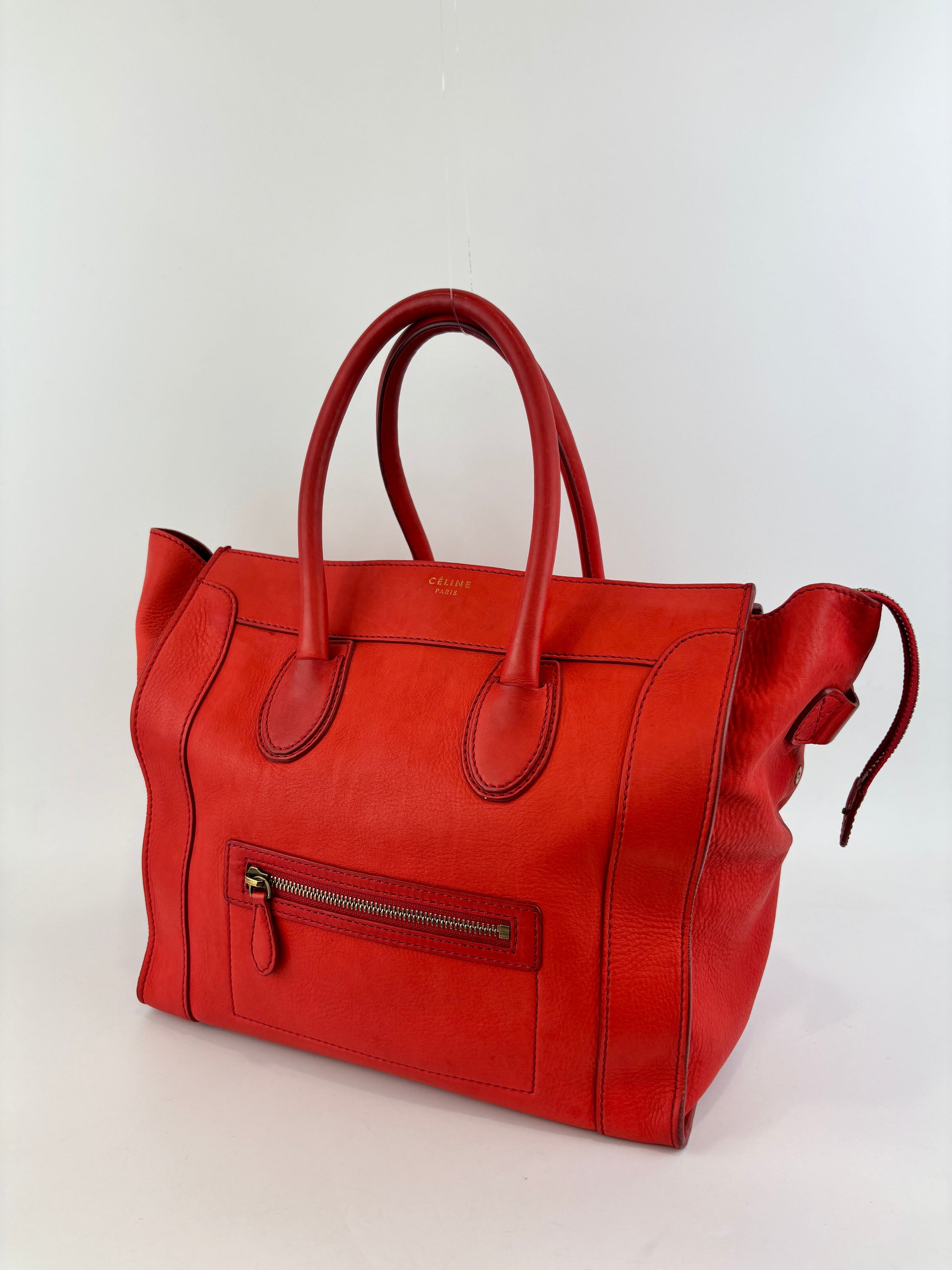 Mini Luggage Tote in Red Calfskin