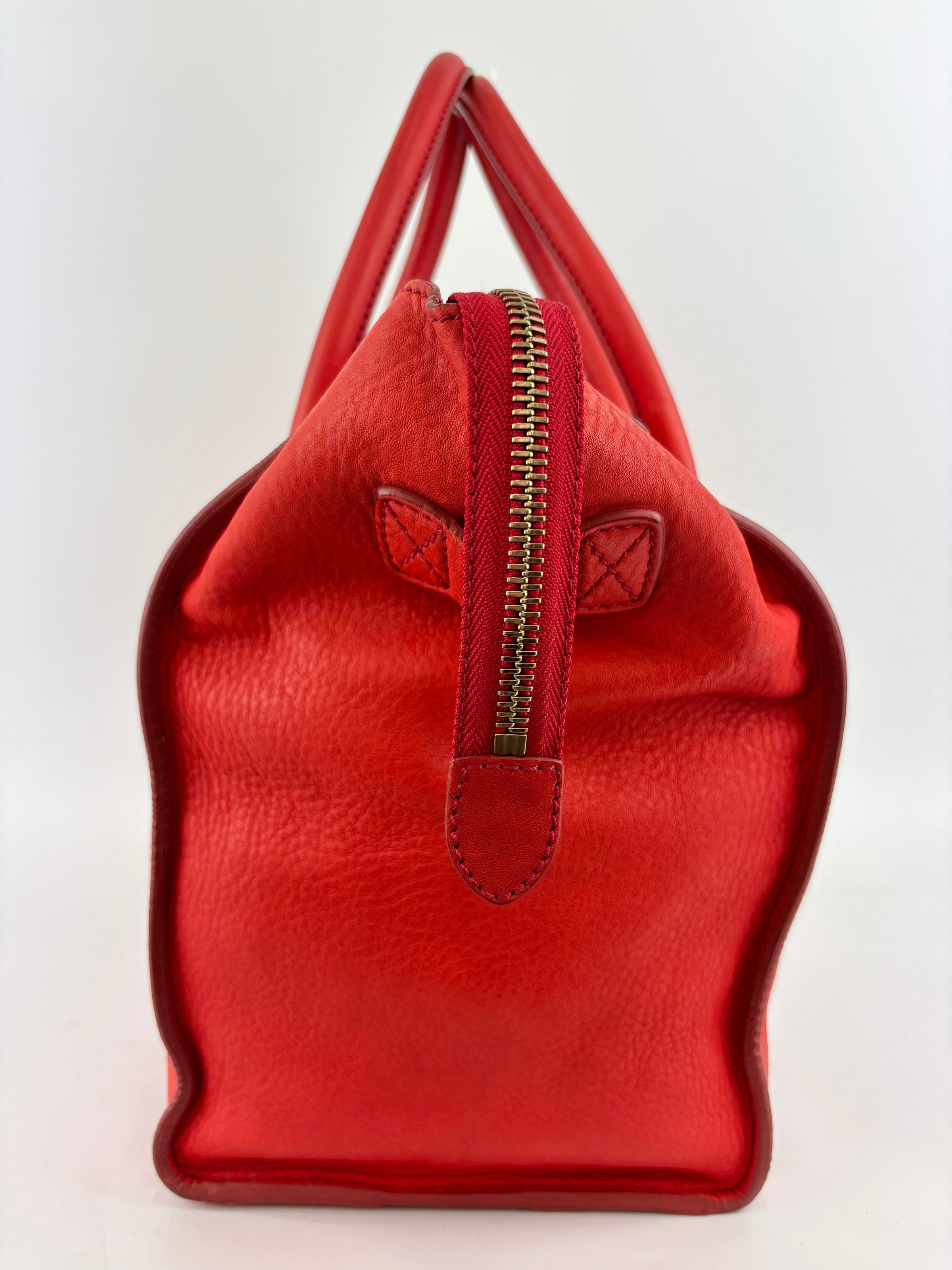 Mini Luggage Tote in Red Calfskin