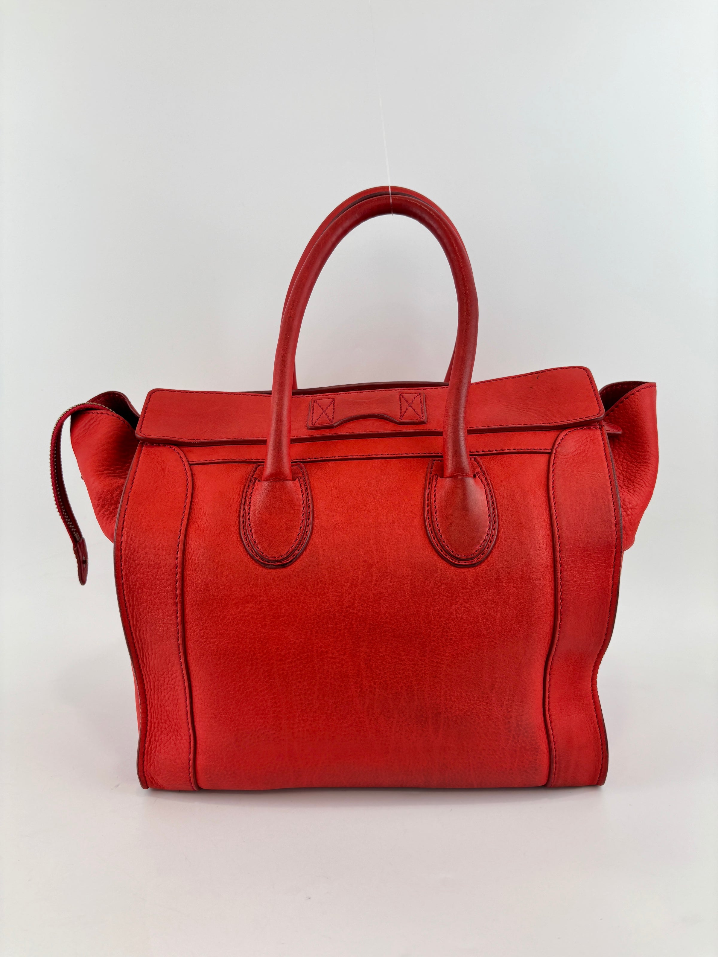 Mini Luggage Tote in Red Calfskin