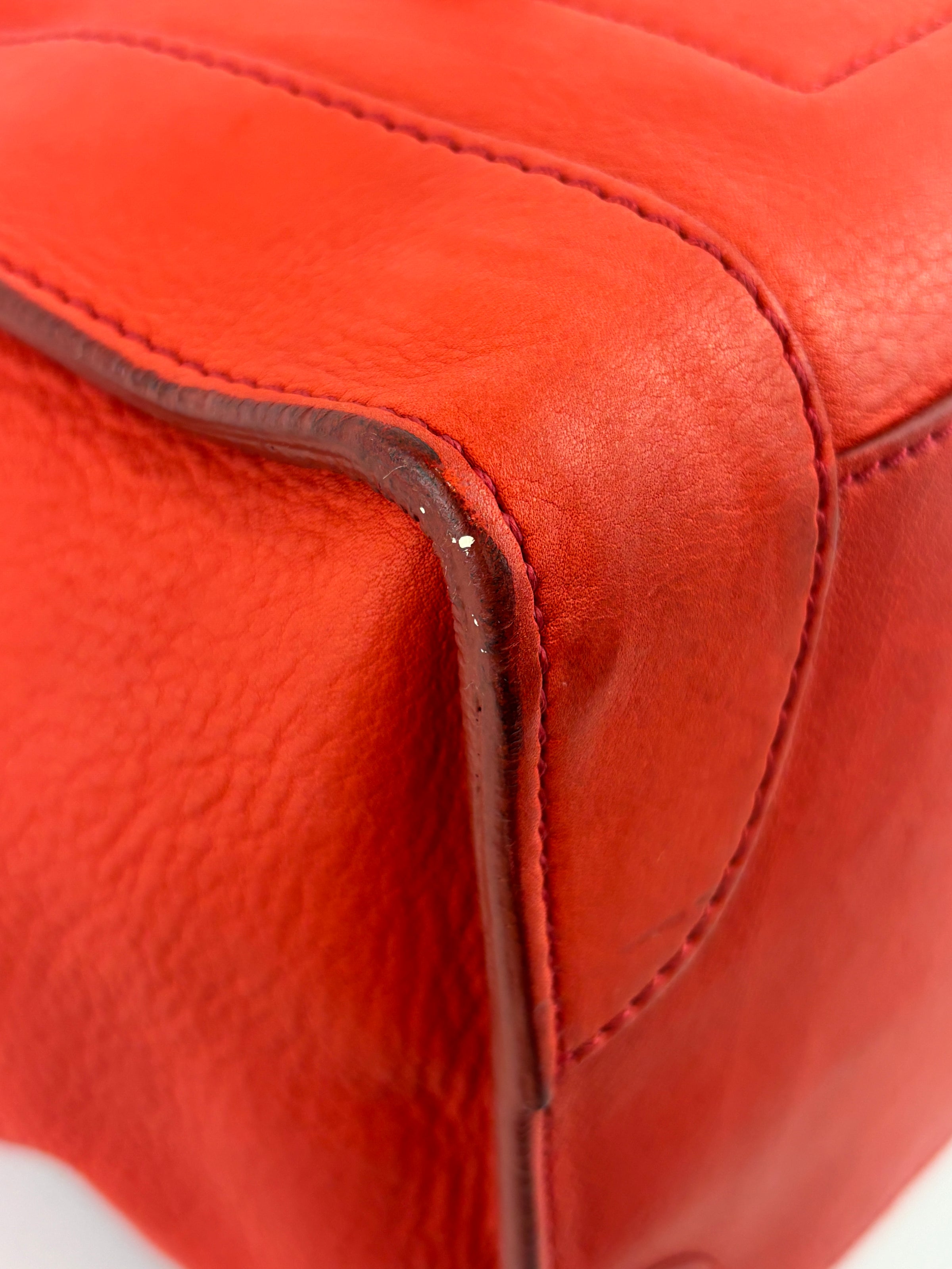 Mini Luggage Tote in Red Calfskin
