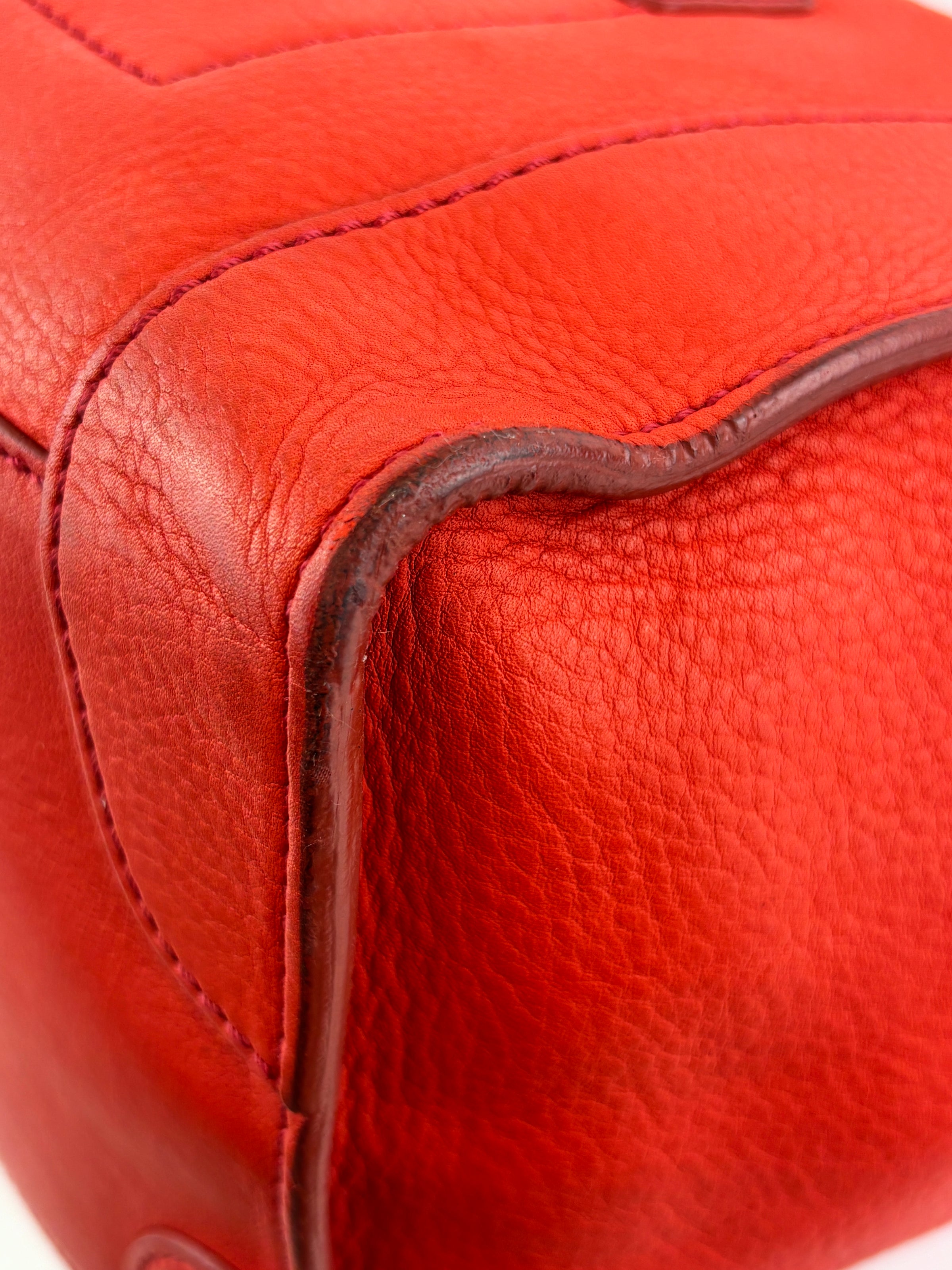 Mini Luggage Tote in Red Calfskin