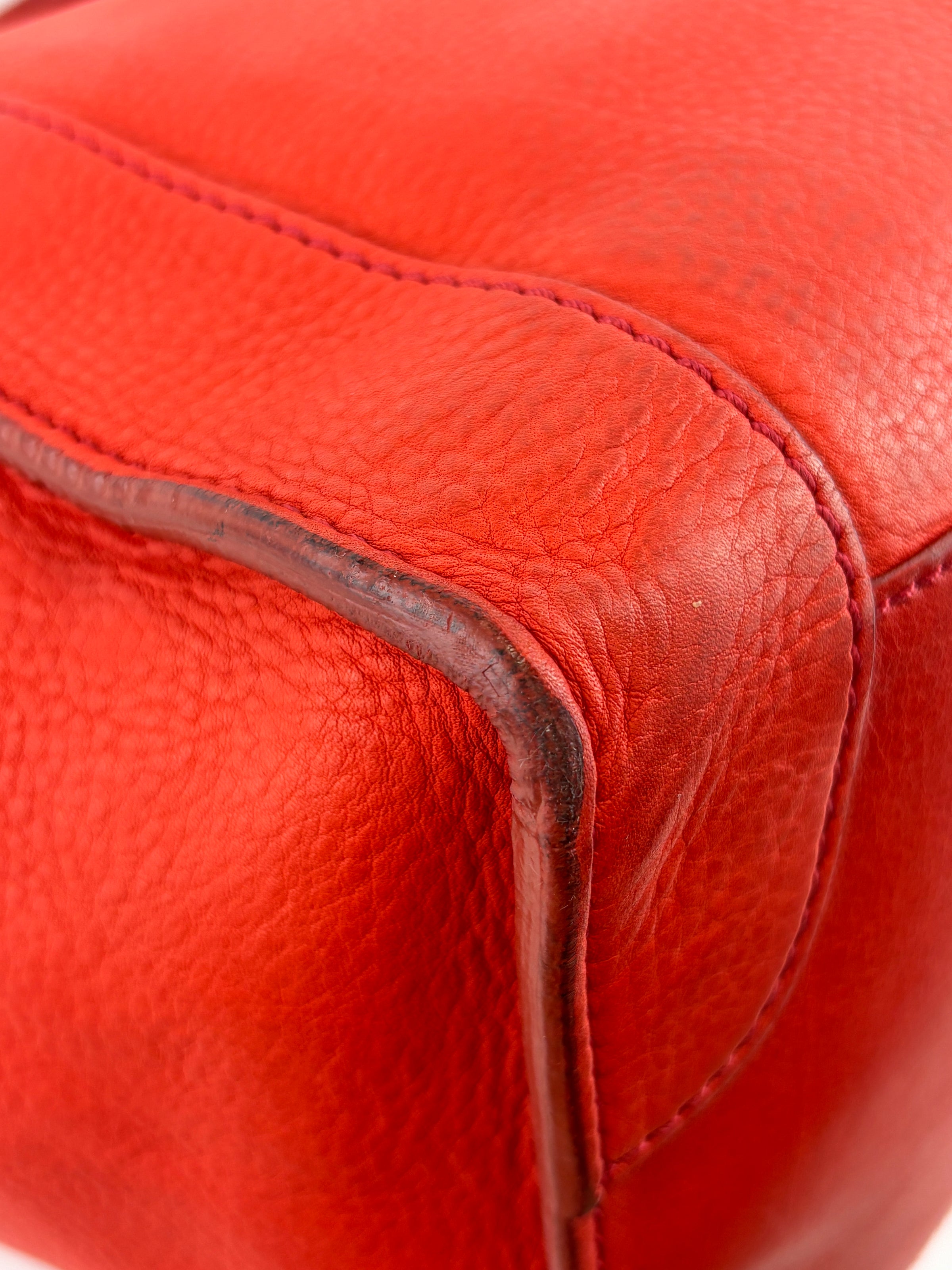 Mini Luggage Tote in Red Calfskin