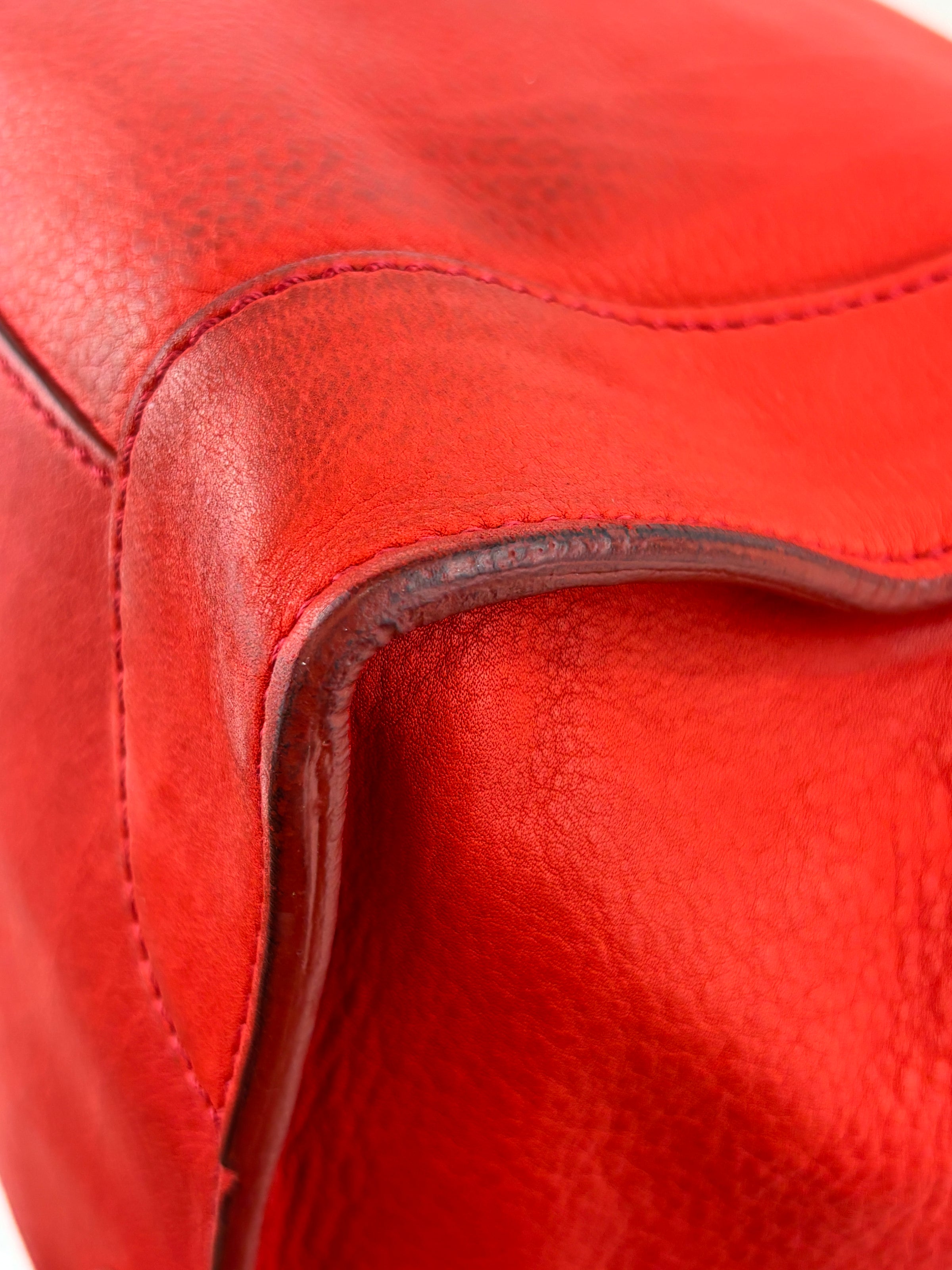 Mini Luggage Tote in Red Calfskin