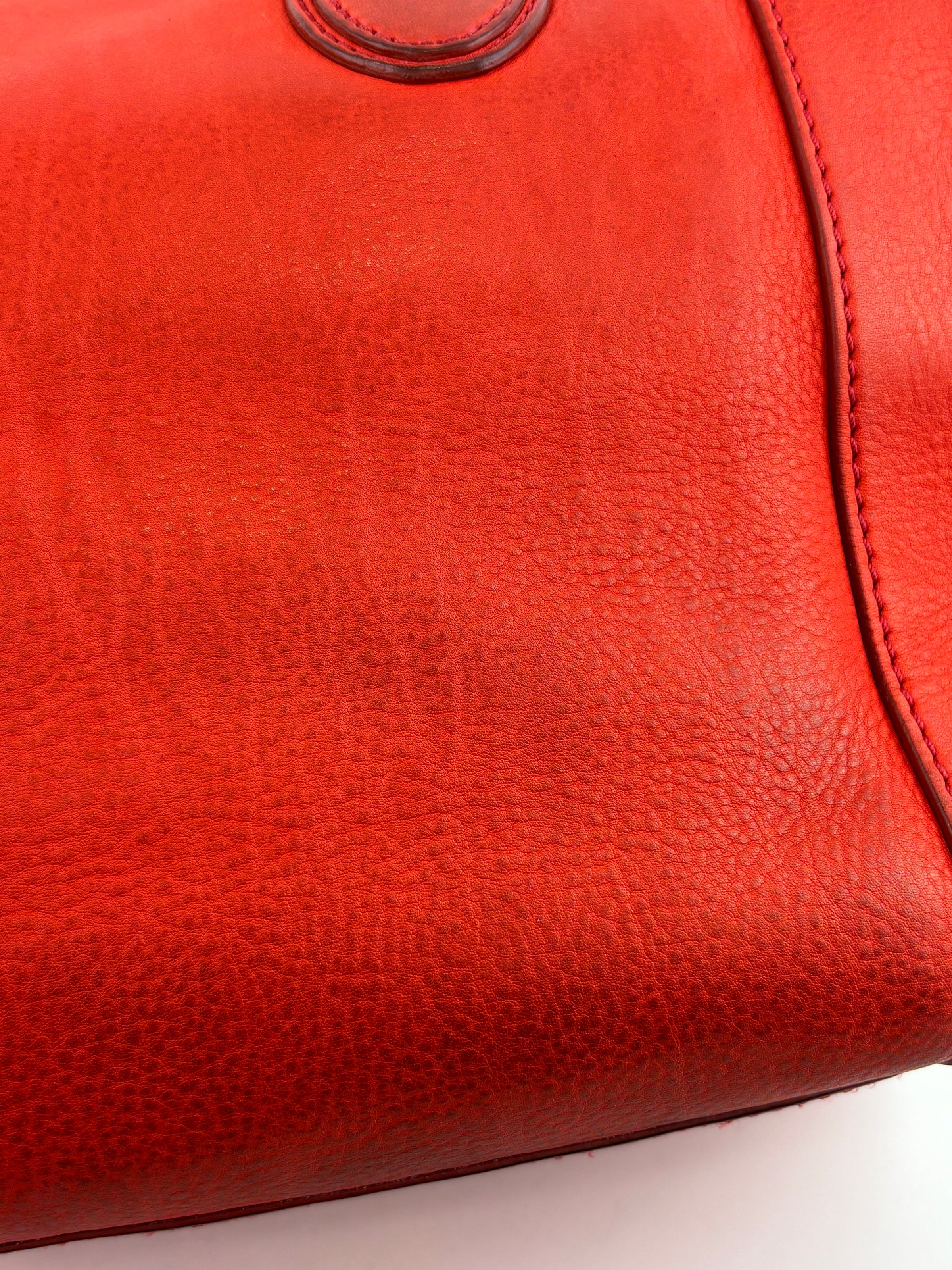Mini Luggage Tote in Red Calfskin