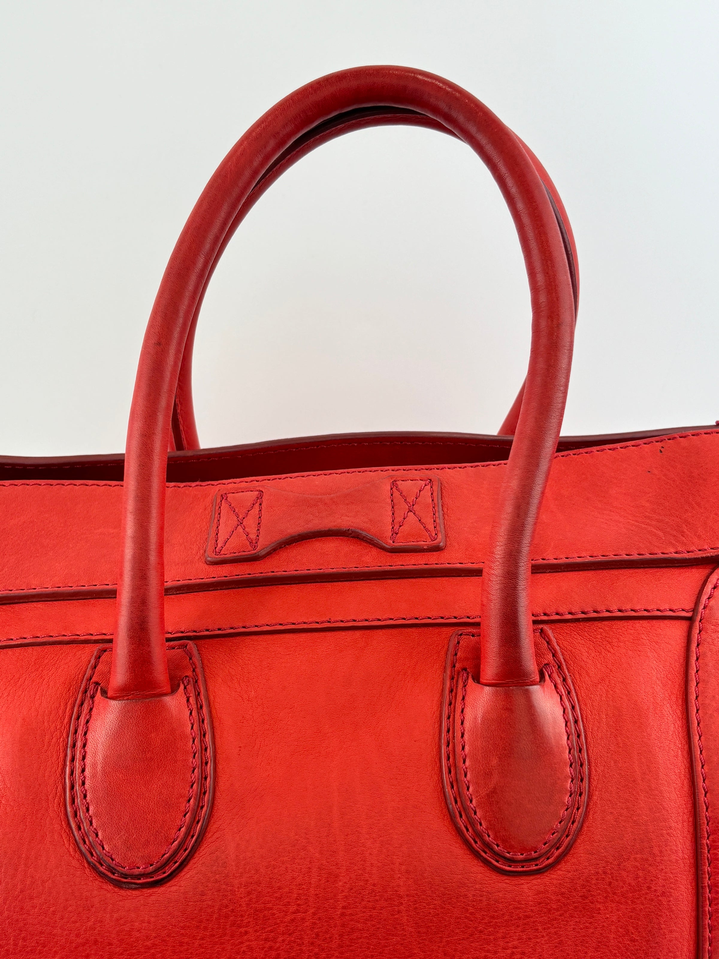 Mini Luggage Tote in Red Calfskin