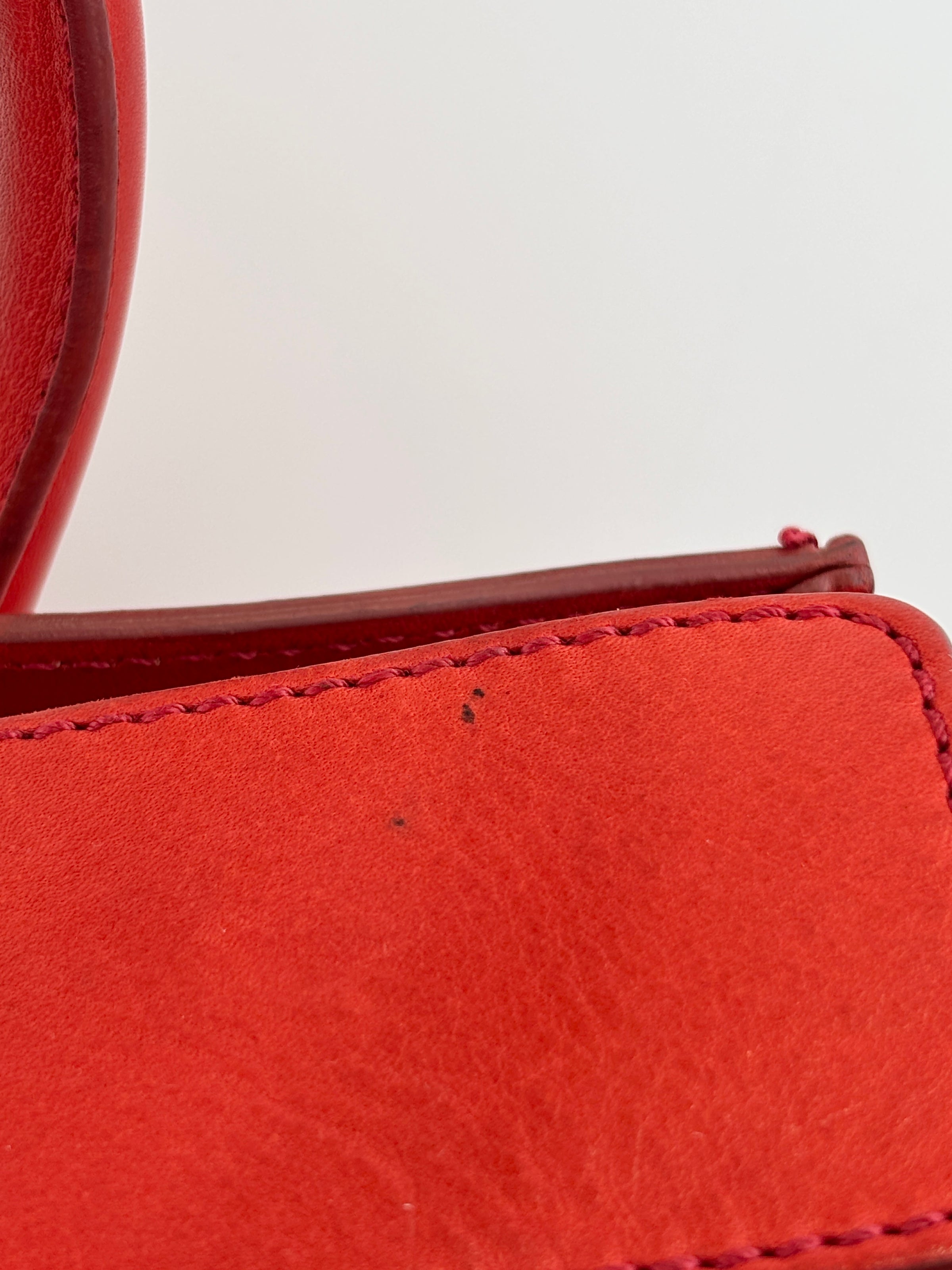 Mini Luggage Tote in Red Calfskin