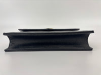 Envelope Chain Wallet in Black Grain de Poudre Embossed Leather