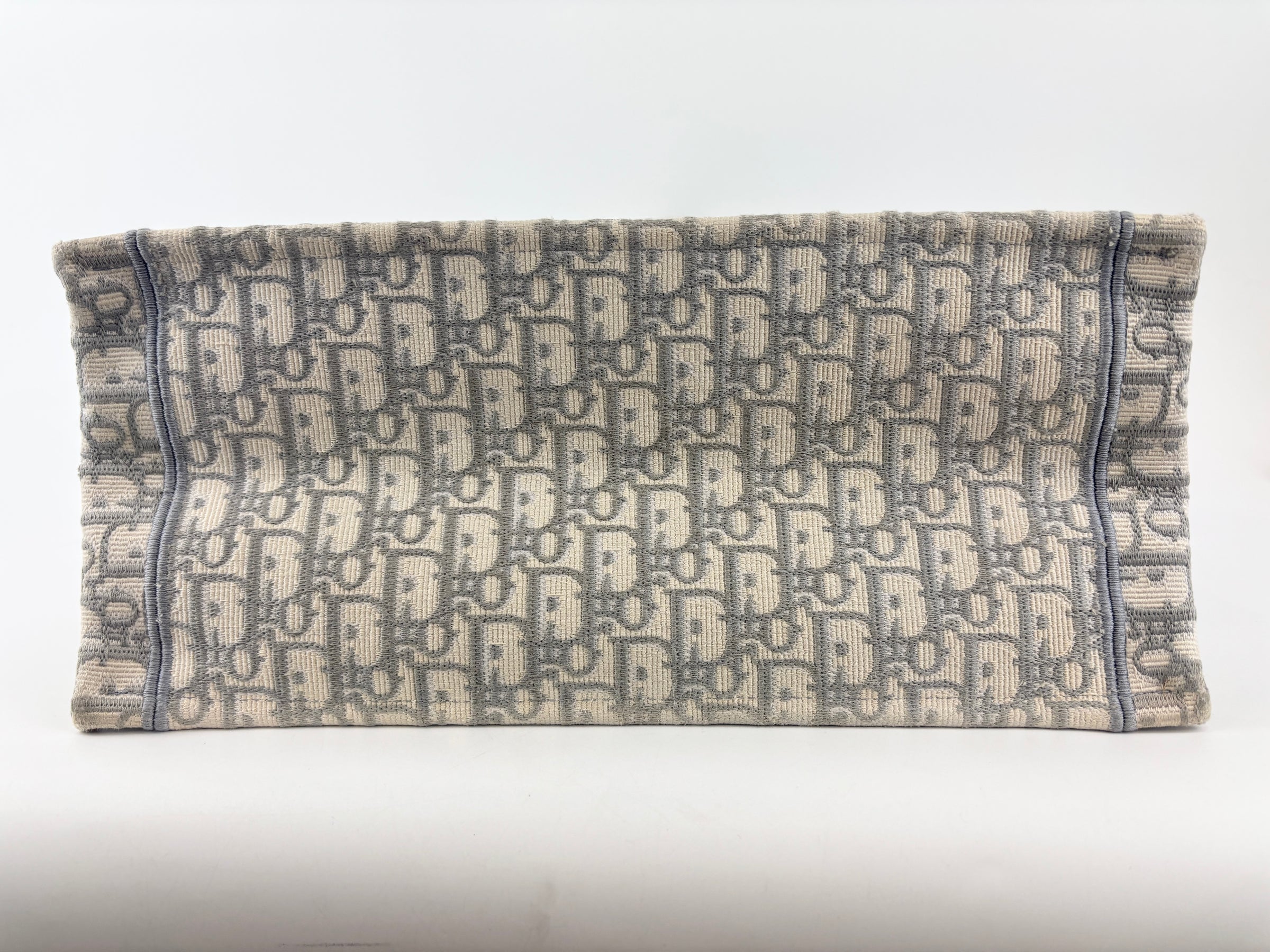Medium Dior Book Tote Ecru and Gray Dior Oblique Embroidery