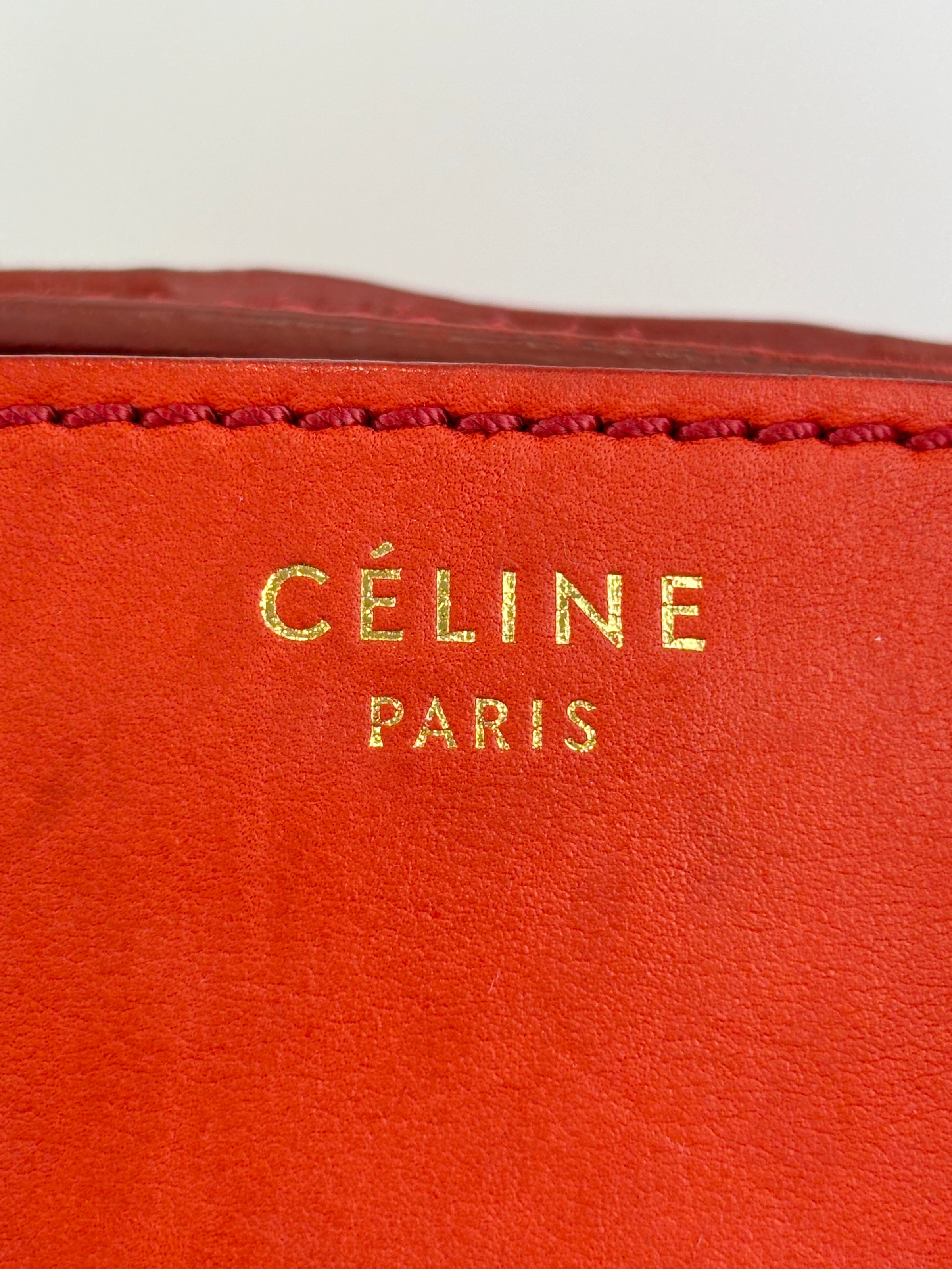 Mini Luggage Tote in Red Calfskin