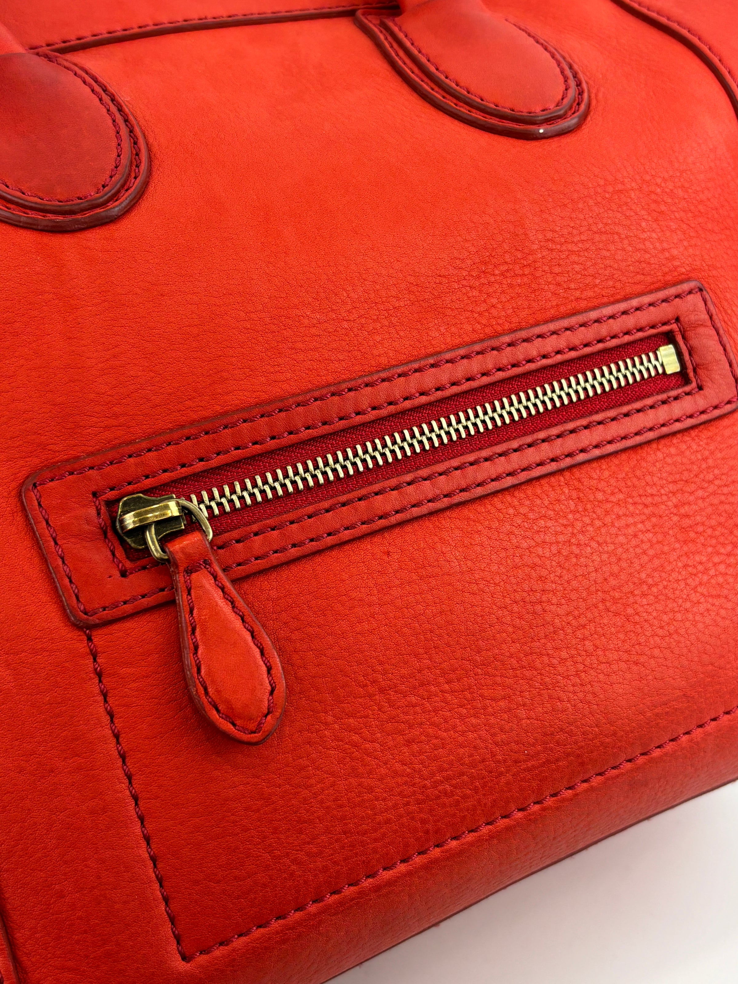 Mini Luggage Tote in Red Calfskin