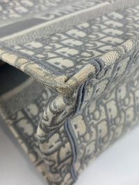 Medium Dior Book Tote Ecru and Gray Dior Oblique Embroidery