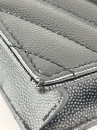 Envelope Chain Wallet in Black Grain de Poudre Embossed Leather
