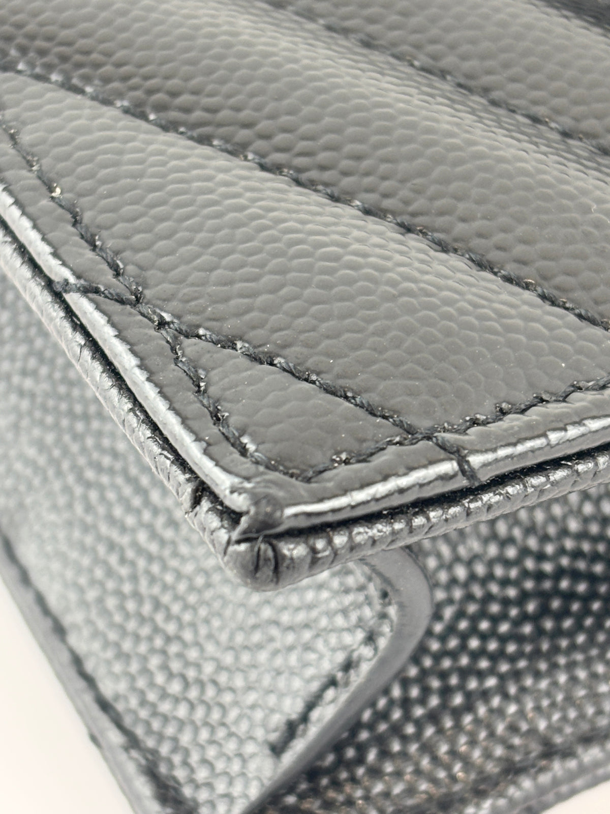 Envelope Chain Wallet in Black Grain de Poudre Embossed Leather