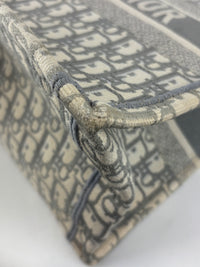 Medium Dior Book Tote Ecru and Gray Dior Oblique Embroidery