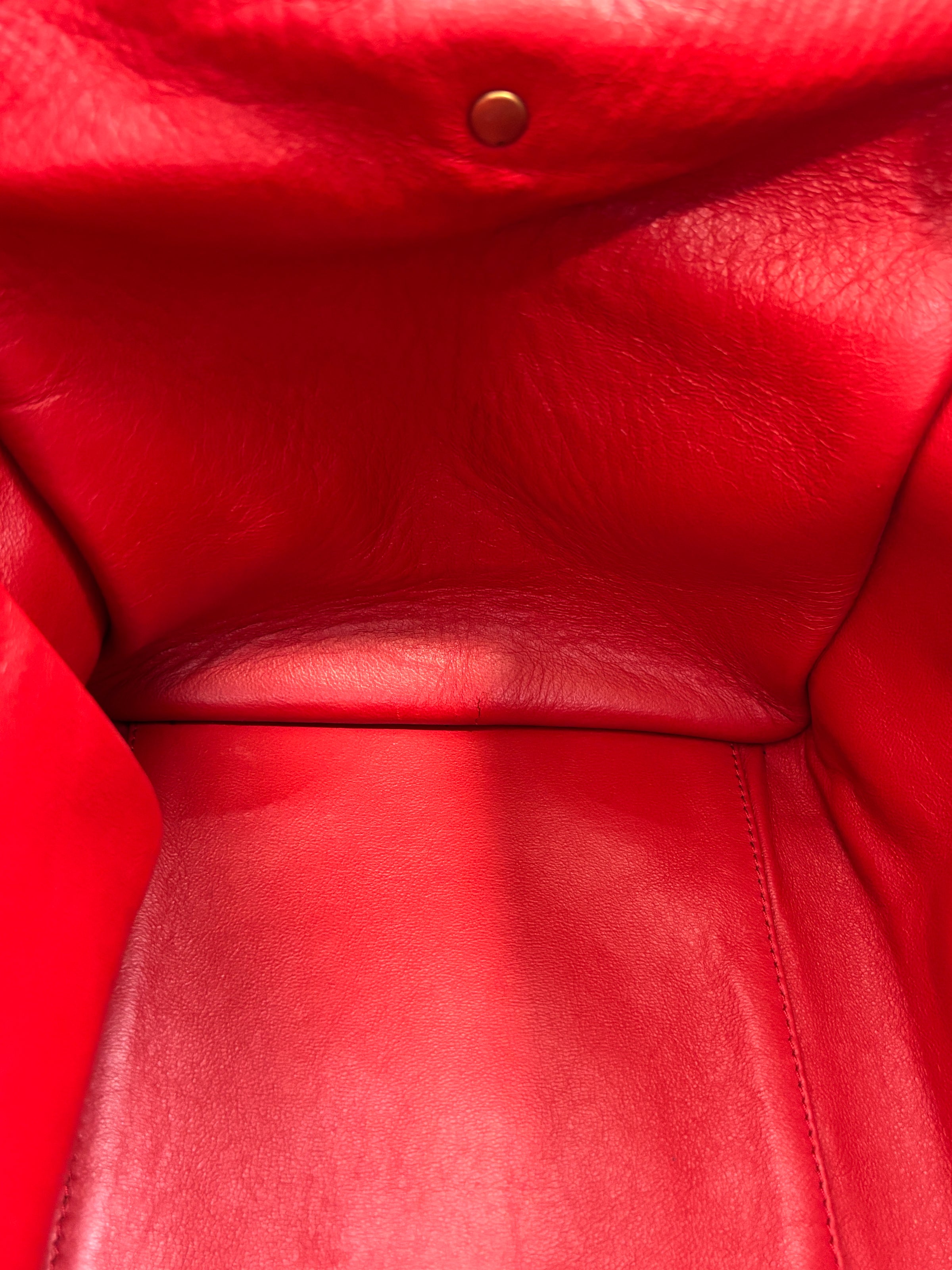 Mini Luggage Tote in Red Calfskin