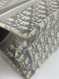 Medium Dior Book Tote Ecru and Gray Dior Oblique Embroidery