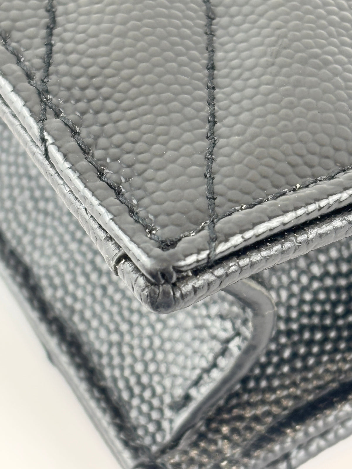 Envelope Chain Wallet in Black Grain de Poudre Embossed Leather