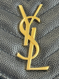 Envelope Chain Wallet in Black Grain de Poudre Embossed Leather