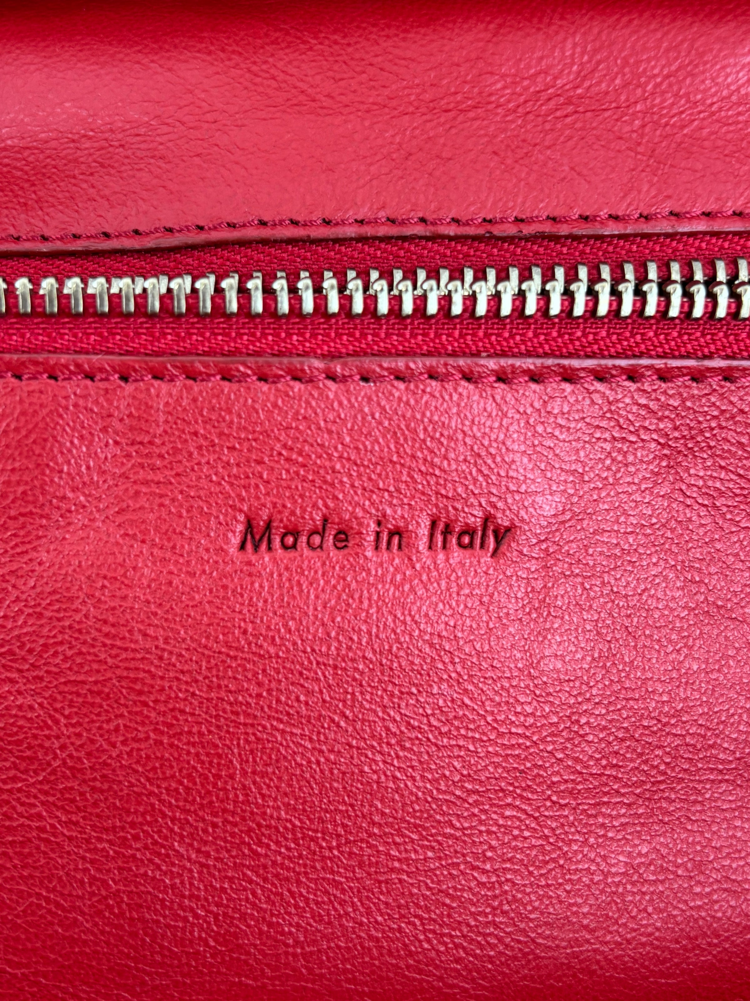 Mini Luggage Tote in Red Calfskin