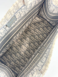 Medium Dior Book Tote Ecru and Gray Dior Oblique Embroidery