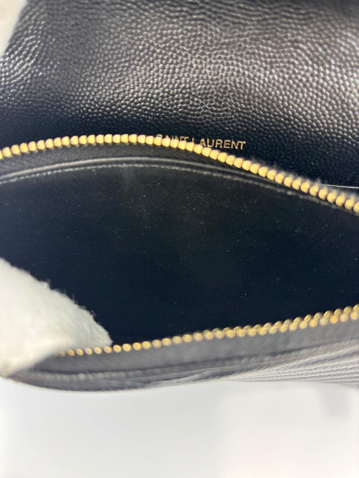 Envelope Chain Wallet in Black Grain de Poudre Embossed Leather