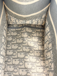 Medium Dior Book Tote Ecru and Gray Dior Oblique Embroidery