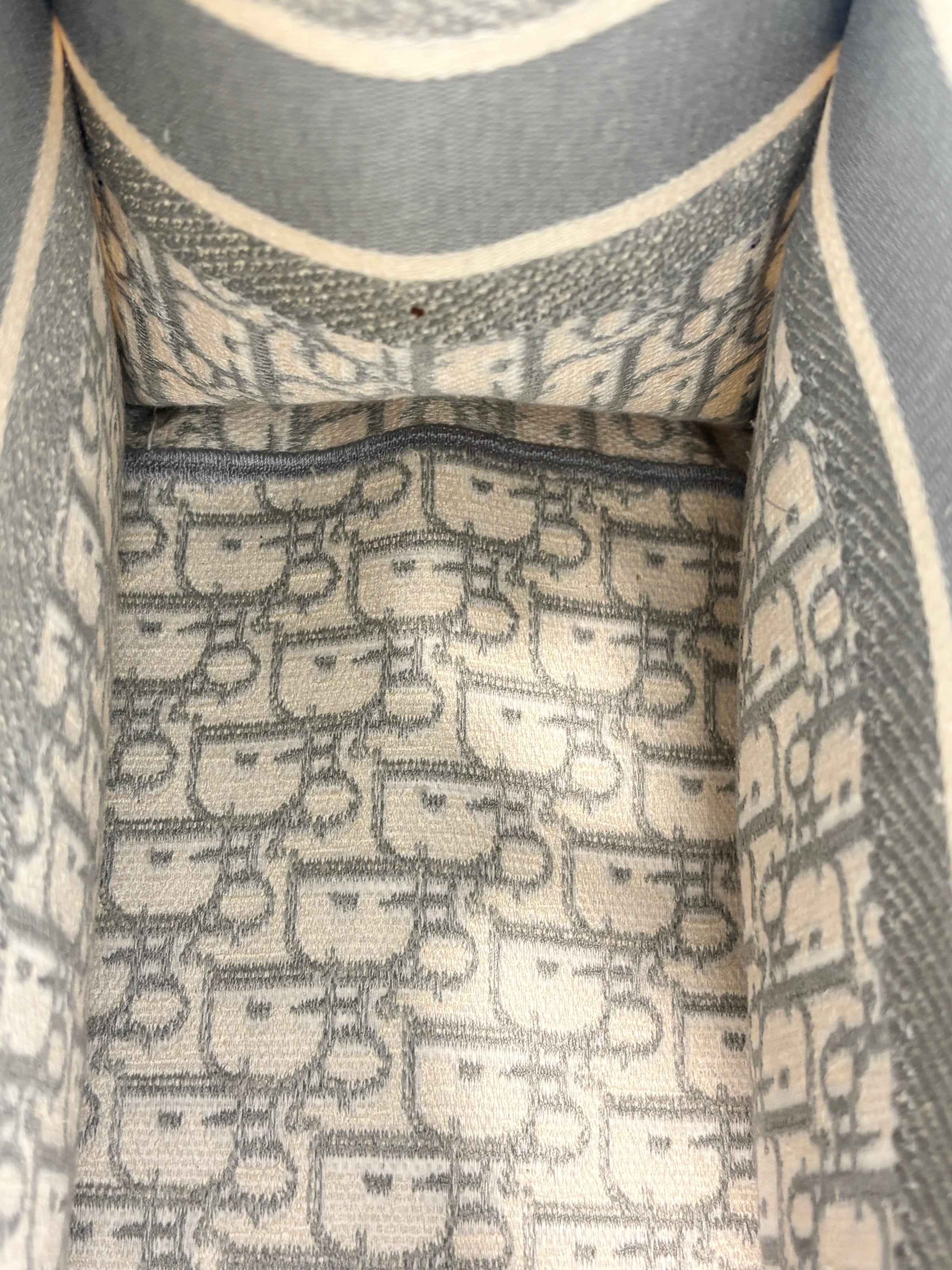 Medium Dior Book Tote Ecru and Gray Dior Oblique Embroidery