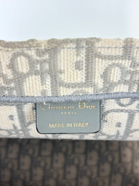 Medium Dior Book Tote Ecru and Gray Dior Oblique Embroidery