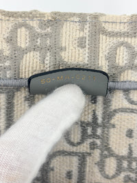 Medium Dior Book Tote Ecru and Gray Dior Oblique Embroidery