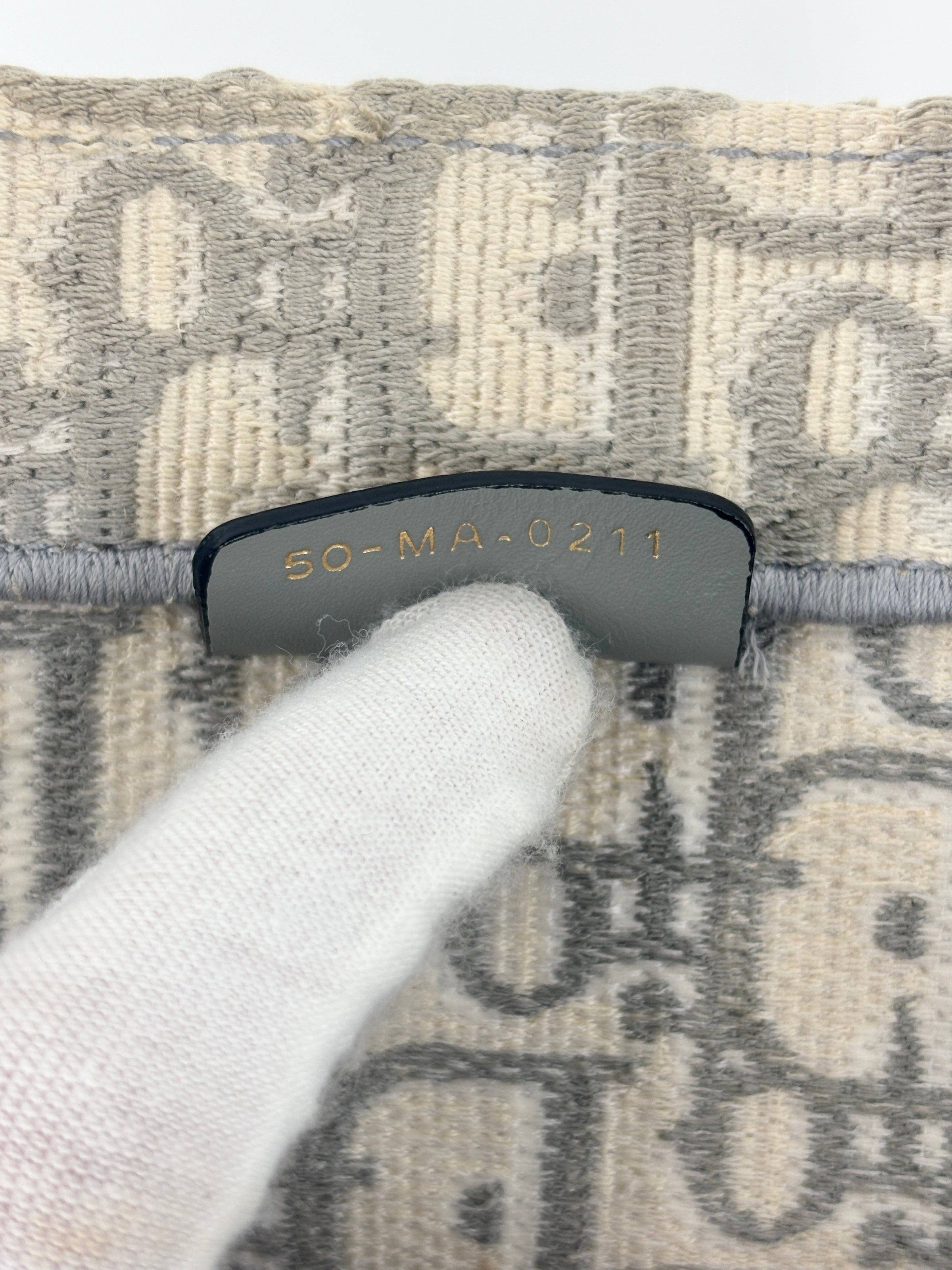 Medium Dior Book Tote Ecru and Gray Dior Oblique Embroidery