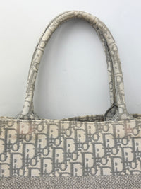Medium Dior Book Tote Ecru and Gray Dior Oblique Embroidery