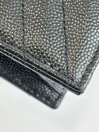 Envelope Chain Wallet in Black Grain de Poudre Embossed Leather
