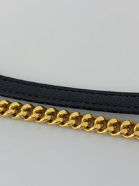 Envelope Chain Wallet in Black Grain de Poudre Embossed Leather
