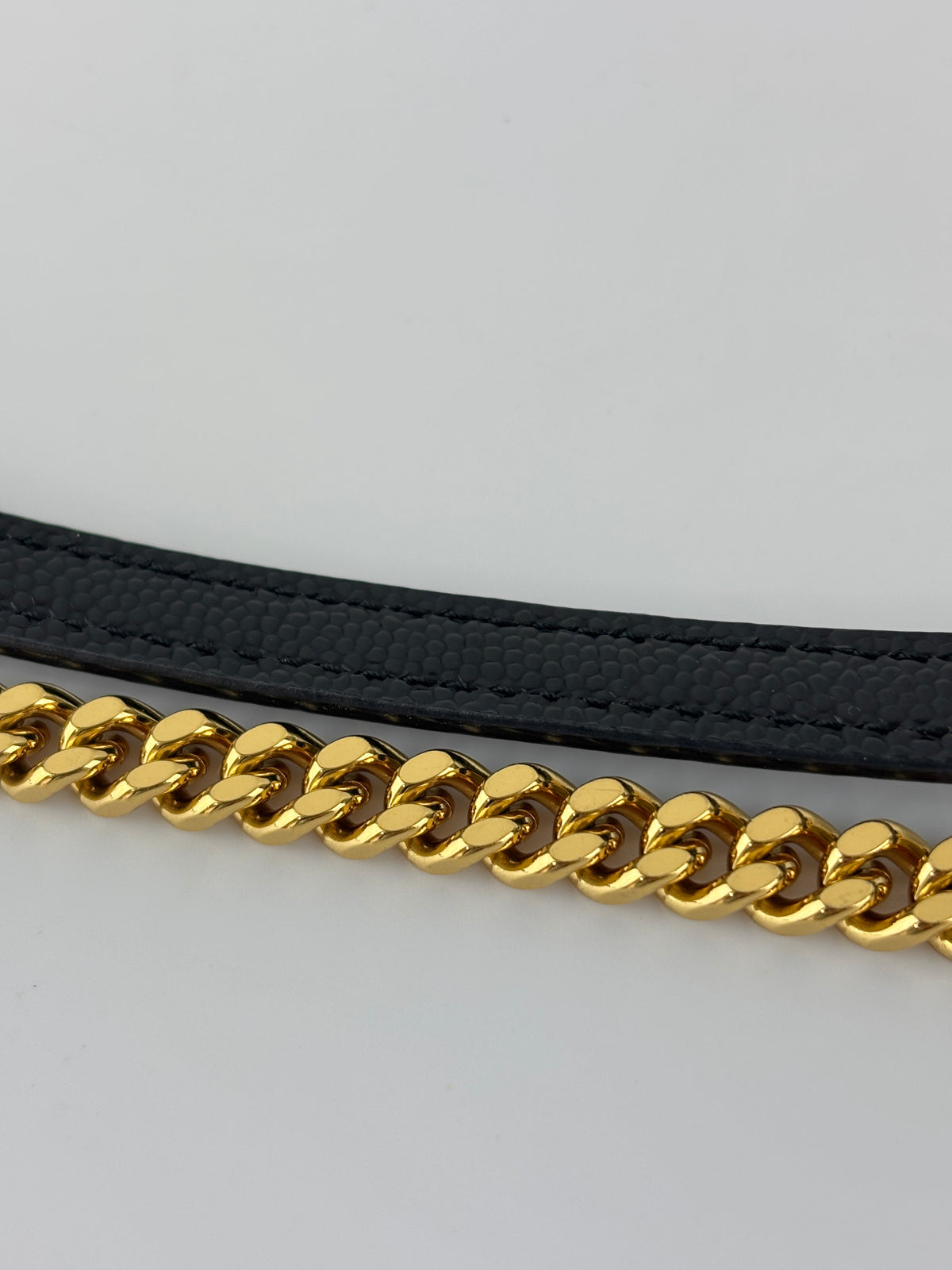 Envelope Chain Wallet in Black Grain de Poudre Embossed Leather