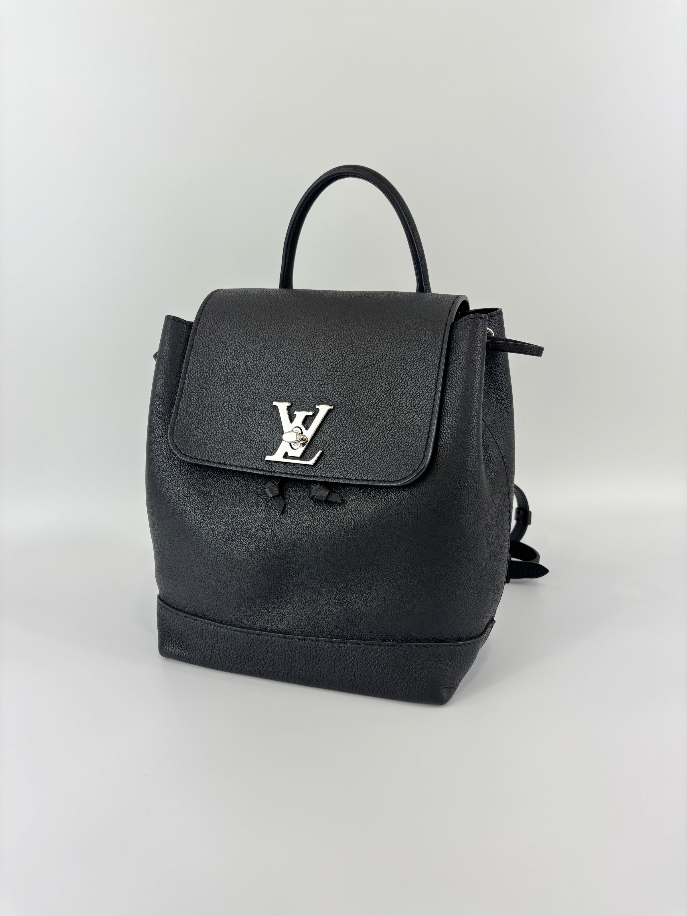 Black Calfskin Lockme Backpack