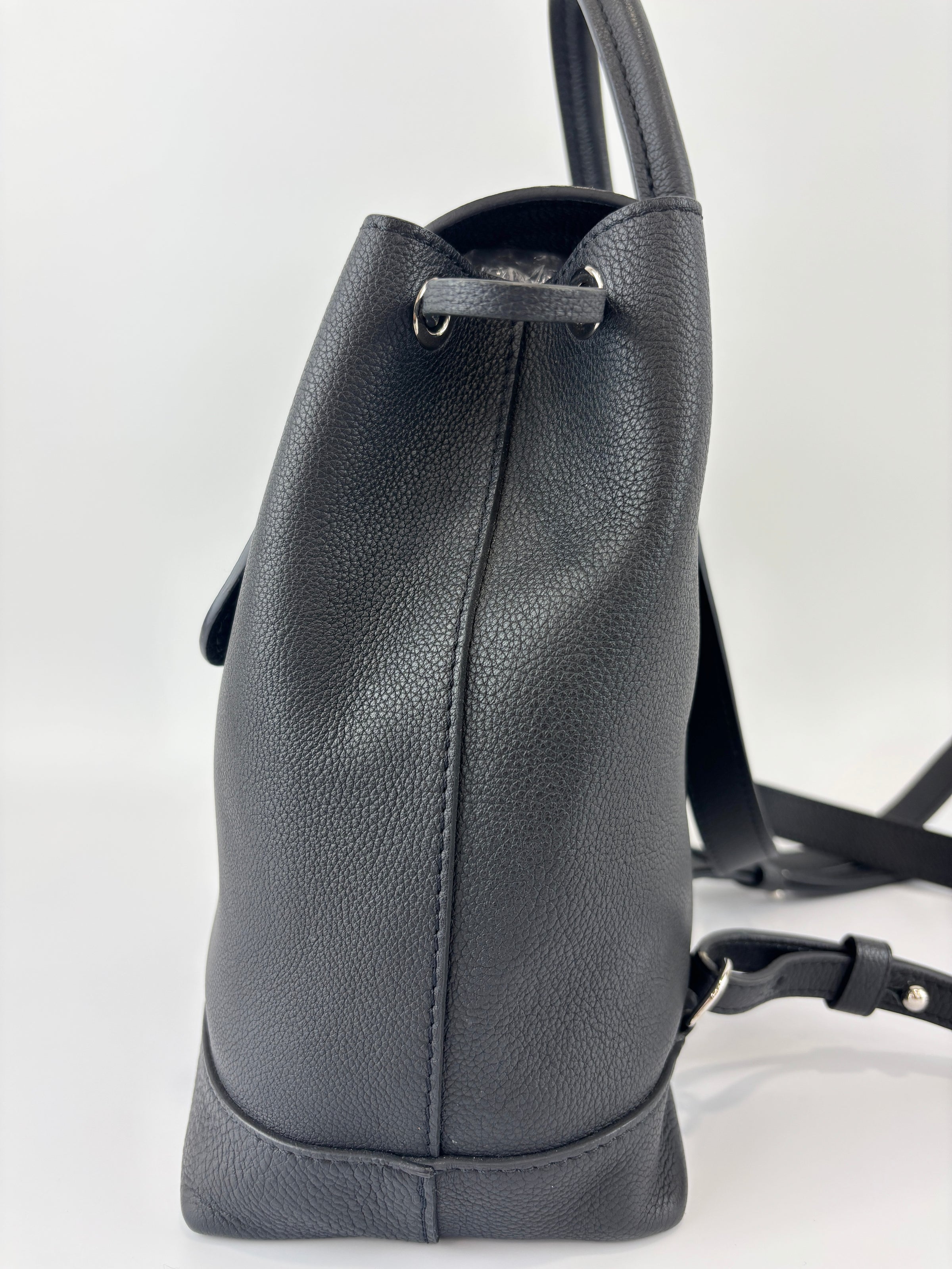 Black Calfskin Lockme Backpack