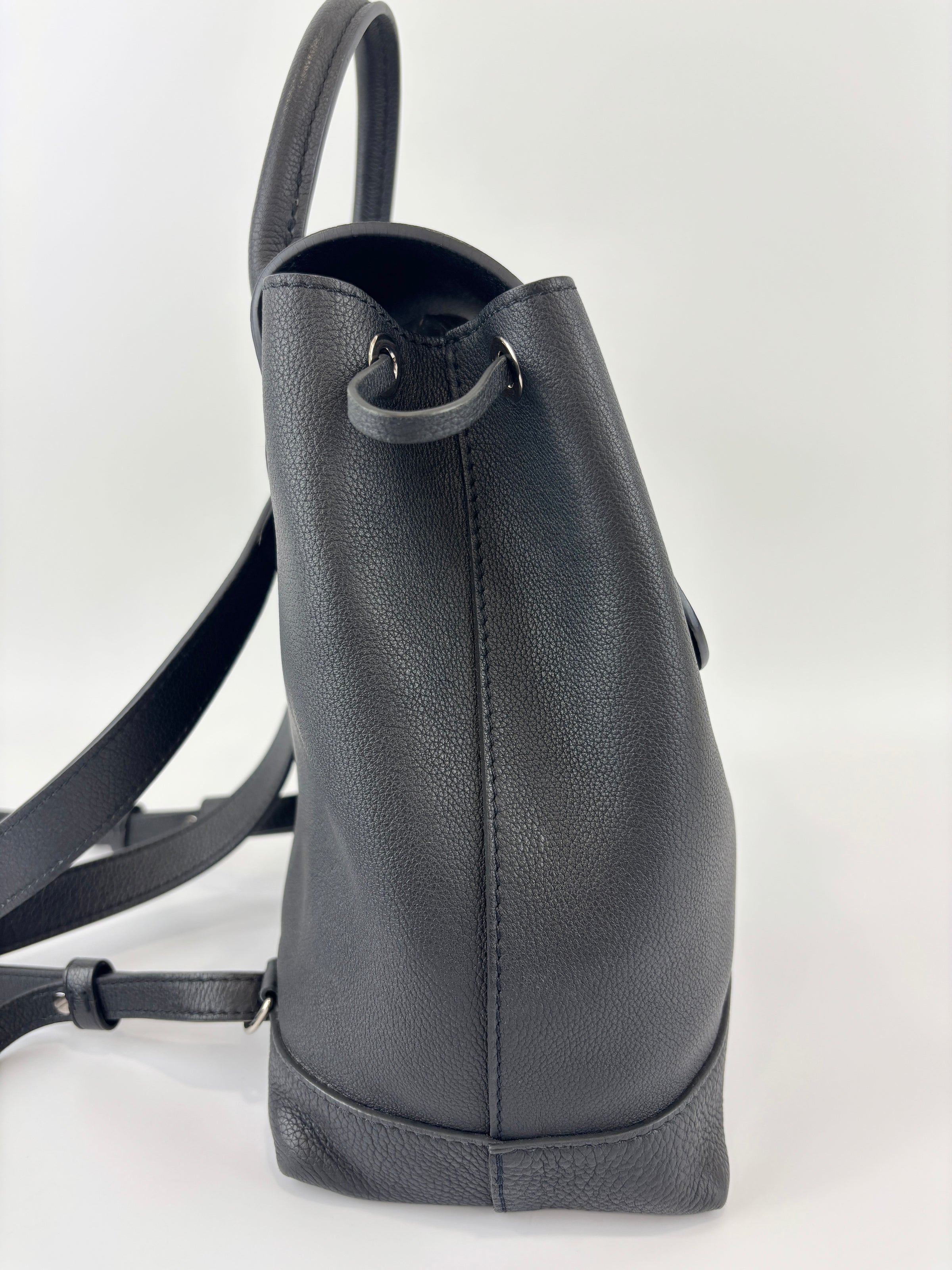 Black Calfskin Lockme Backpack