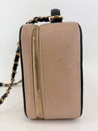 CC Filigree Vanity Case in Beige/Black Caviar Leather AGHW